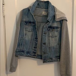 Jean jacket with sweatshirt arms!